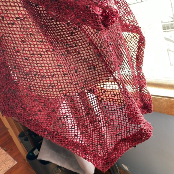Keren Hart red open weave 100% cotton large coverup, vest, blouse - Picture 8 of 11